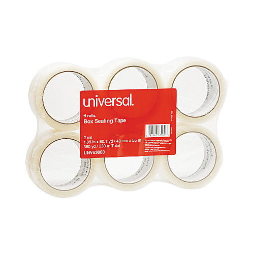 Universal General-Purpose Box Sealing Tape, 3" Core, 1.88" x 60 yds, Clear, 6/Pack