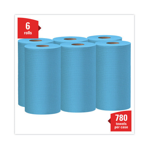 WypAll General Clean X60 Cloths, Small Roll, 13.5 x 19.6, Blue, 130/Roll, 6 Rolls/Carton (35431)