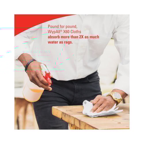 WypAll General Clean X60 Cloths, POP-UP Box, 8.34 x 16.8, White, 118/Box, 10 Boxes/Carton (34790CT)