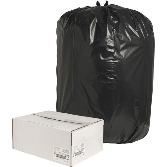 Nature Saver Black Low-density Recycled Can Liners Extra Large Size - 60 gal Capacity - 58" Length x 38" Width x 1.65 mil (42 Micron) Thickness - Low Density - Black - Plastic - Cleaning Supplies - Recycled - 100 / Carton (00994)