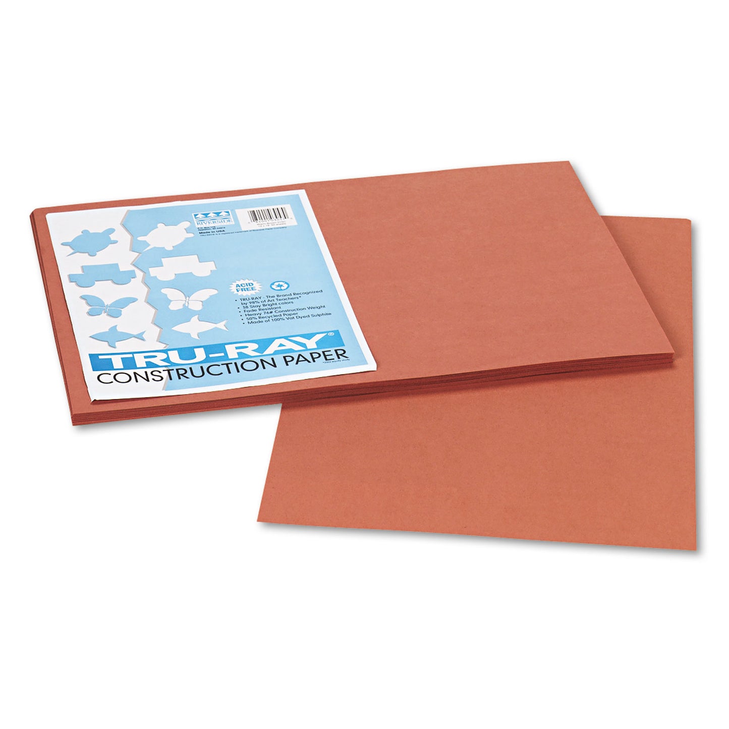 Pacon Tru-Ray Construction Paper, 76 lb Text Weight, 12 x 18, Warm Brown, 50/Pack (103057)