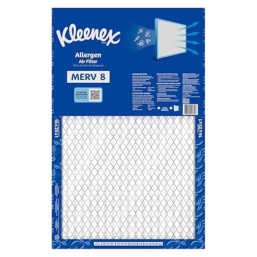 Kleenex Allergen Air Filter 16x25x1 Inches - 8 MERV RATING (4-Pack)