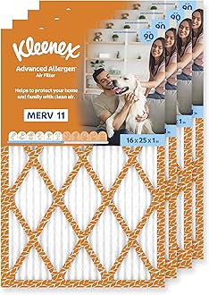 Kleenex Advanced Allergen Air Filter 16x25x1 Inches - 11 MERV RATING (4-Pack)