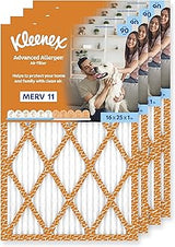Kleenex Advanced Allergen Air Filter 16x25x1 Inches - 11 MERV RATING (4-Pack)