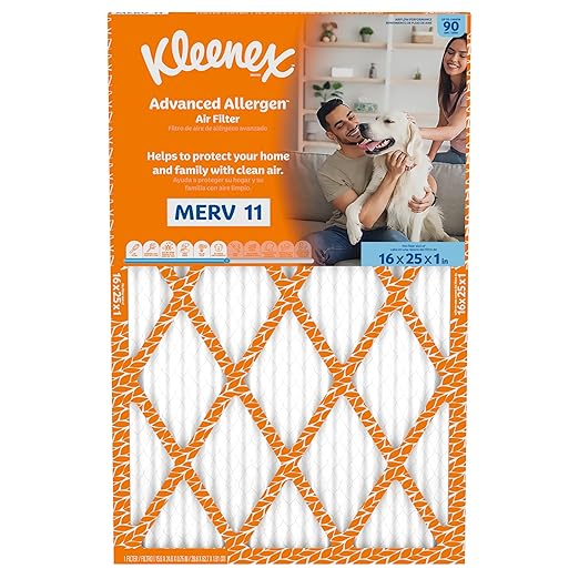 Kleenex Advanced Allergen Air Filter 16x25x1 Inches - 11 MERV RATING (4-Pack)