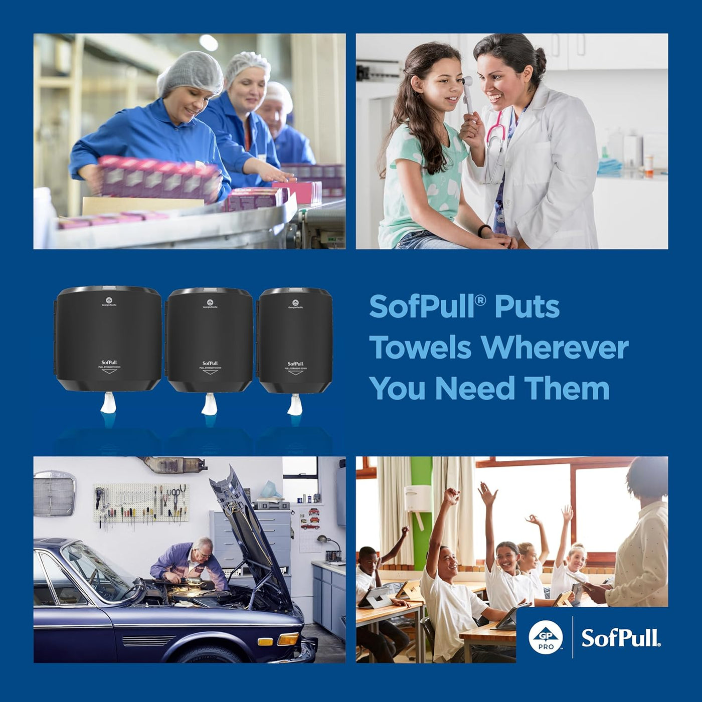 Georgia-Pacific SofPull Centerpull Paper Towel Dispenser Trial Kit by PRO, 58206, 1 Translucent Smoke Regular Paper Towel Dispenser, 58204 and 1 Regular Centerpull Premium Paper Towel Refill, 28124