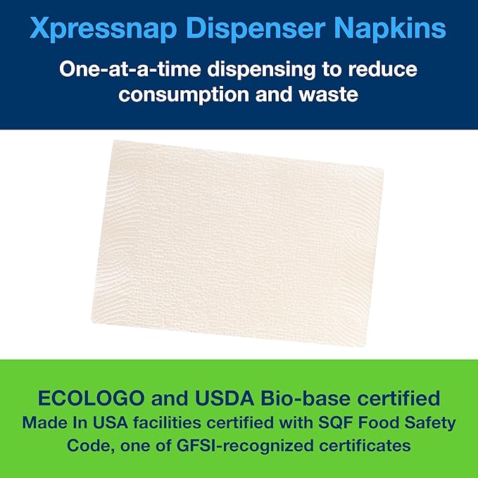 Tork Xpressnap White Dispenser Napkin N4, 2-ply, 1/2 Fold, One-at-a-Time Dispensing,12 x 500, 8.5" x 6.5", 100990