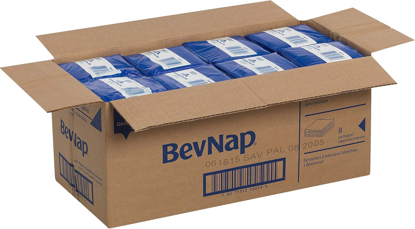 Dixie 1-Ply Beverage Paper Napkins By GP PRO, White, 1/4 Fold, 4000 Count (500 Disposable Napkins Per Pack, 8 Packs Per Case), 96019