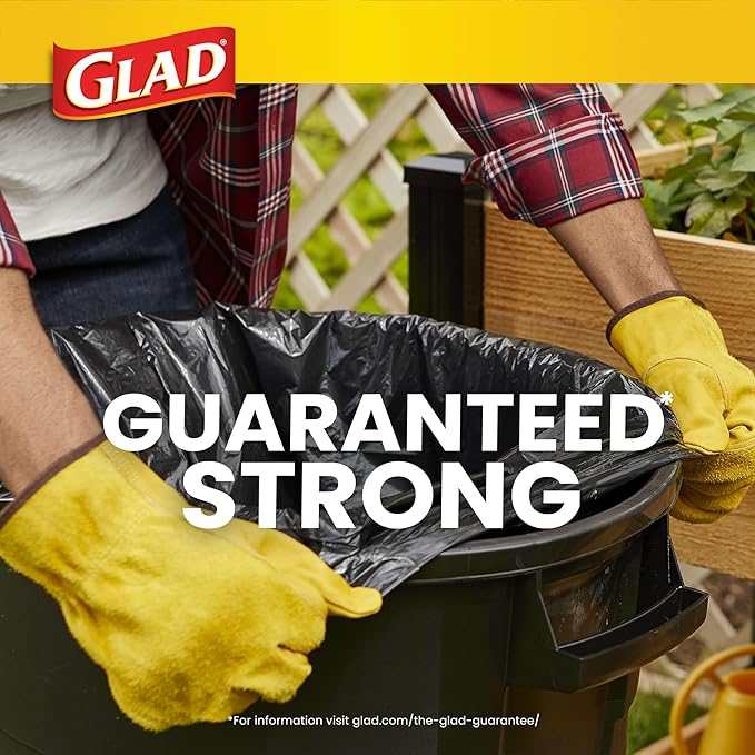 Glad Protection Series Large 30 Gallon Trash Bags, Unscented Heavy Duty Garbage Bags, with Drawstring, 70 Count (Packaging May Vary)