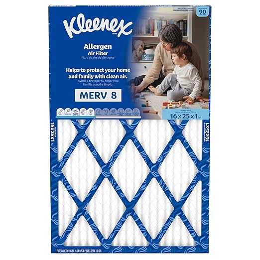 Kleenex Allergen Air Filter 16x25x1 Inches - 8 MERV RATING (4-Pack)