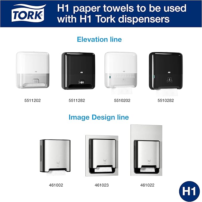 Tork Matic Extra Soft Paper Hand Towel Roll White with Blue Leaf H1, Premium, High Absorbency, 6 Rolls x 300 ft, 290094