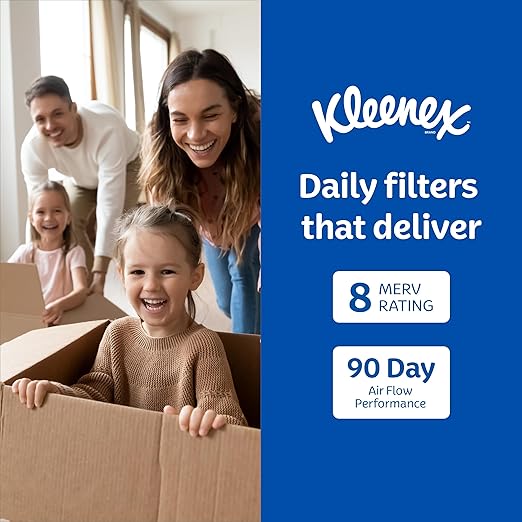 Kleenex Allergen Air Filter 16x25x1 Inches - 8 MERV RATING (4-Pack)