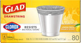 Glad Small Trash Bags 4 Gallon, Lemon Fresh Bleach Garbage Bags, Odor Resistant with Drawstring, 80 Count