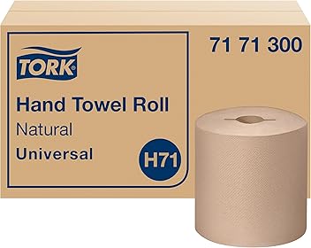Tork Hand Towel Roll, Natural, Universal, H71, Large, 100% Recycled, 1-Ply, White, 6 Rolls x 800 ft, 7171300