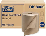 Tork Natural Paper Hand Towel Roll H21 100% Recycled Fiber, Universal Fit 6 Rolls x 800 Ft (RK8002)