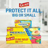 Glad Press'N Seal Plastic Food Wrap, 100 Square Foot Roll, Pack of 3, (Package May Vary)