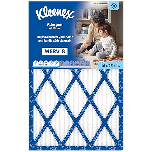 Kleenex Allergen Air Filter 16x25x1 Inches - 8 MERV RATING (4-Pack)