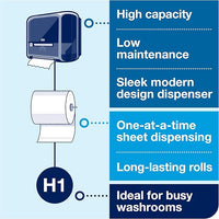 Tork Matic Soft Hand Towel Roll, White, Premium, H1, Quick-Absorbing, Long-Lasting, Thick 2-Ply, 6 Rolls x 575 ft, 290096