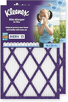 Kleenex Elite Allergen Air Filter 16x25x1 Inches - 13 MERV RATING (2-Pack)