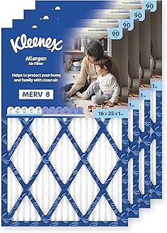 Kleenex Allergen Air Filter 16x25x1 Inches - 8 MERV RATING (4-Pack)