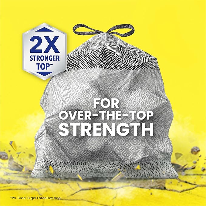 Glad ForceFlex MaxStrength Kitchen Trash Bags, 20 Gal, Fresh Clean Febreze, 80 Ct (Package May Vary)