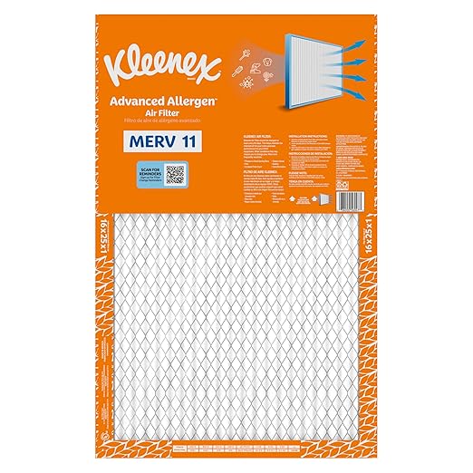 Kleenex Advanced Allergen Air Filter 16x25x1 Inches - 11 MERV RATING (4-Pack)