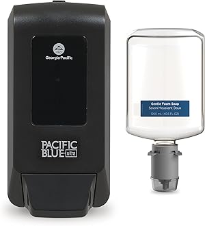 Georgia-Pacific (5305714) Pacific Blue Ultra Manual Push Soap Dispenser with Gentle Foam Hand Soap Refill Starter Kit