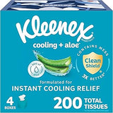 Kleenex Cooling + Aloe Facial Tissues, 4 Cube Boxes, 50 Tissues Per Box, 2-Ply