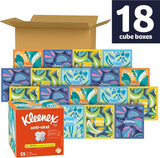 Kleenex Anti-Viral Facial Tissues, Classroom or Office Tissue, 18 Cube Boxes, 55 Tissues per Box, 3-Ply (990 Total Tissues)
