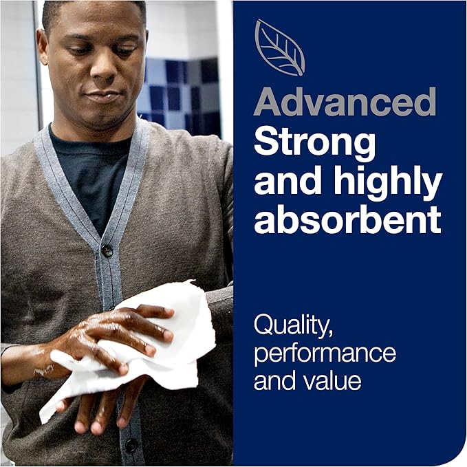 Tork Matic Hand Towel Roll, White With Gray Leaf, Advanced, H1, 100% Recycled Fiber, High Absorbency, Medium Capacity, 2-Ply, 6 Rolls x 525 ft - 290092A