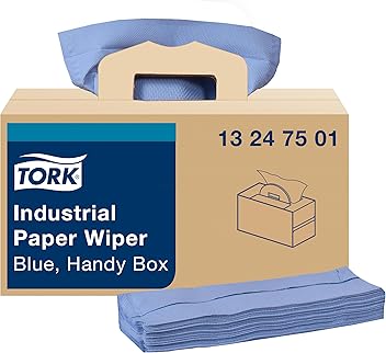 Tork Industrial Paper Wiper Blue, Handy Box W7 4-Ply, 1 x 180 Feet, 13247501