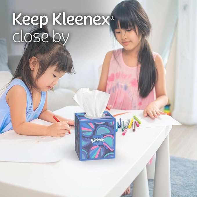 Kleenex Anti-Viral Facial Tissues, 6 Cube Boxes, 55 Tissues per Box, 3-Ply (330 Total), Packaging May Vary