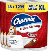 Charmin Toilet Paper Ultra Strong Clean Touch, 18 Family Mega XL Rolls = 126 Regular Rolls