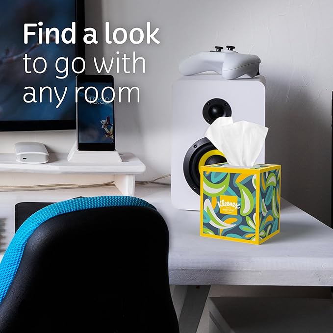 Kleenex Anti-Viral Facial Tissues, 6 Cube Boxes, 55 Tissues per Box, 3-Ply (330 Total), Packaging May Vary