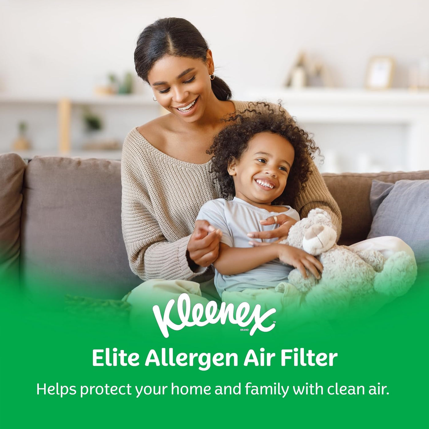 Kleenex Elite Allergen Air Filter 20x25x4 Inches - 12 MERV RATING (2-Pack)