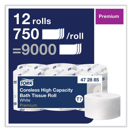 Tork® Coreless High Capacity Toilet Paper, 2-Ply, 750 Sheets, 12 Rolls (472885)