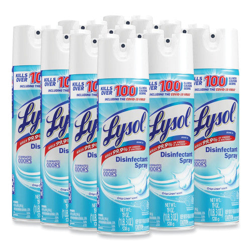 Lysol® Disinfectant Spray, Crisp Linen, 19 oz. Aerosol, 12 Cans (79329CT)
