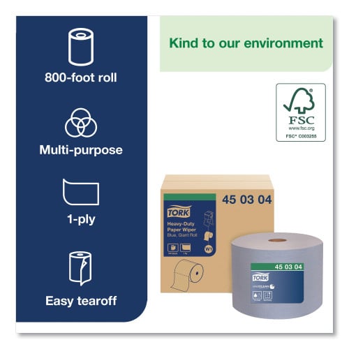 Tork® Heavy-Duty Paper Wiper, Blue, 800-ft., 1 Roll (450304)