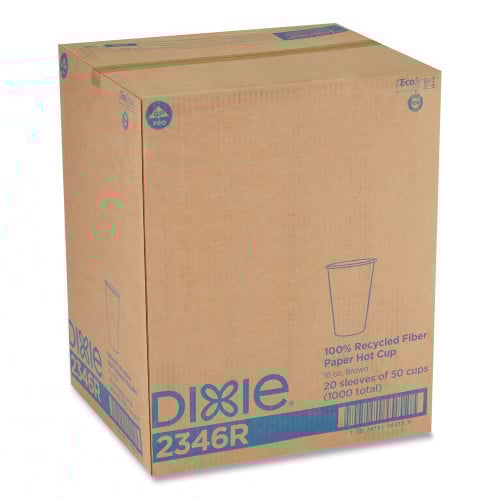 Dixie EcoSmart Recycled Hot/Cold Cups, 16 oz, Kraft Paper, 1,000/Carton (2346R)