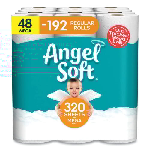 Angel Soft Mega Toilet Paper, 2-Ply, 320 Sheets, 48 Rolls (7940350)