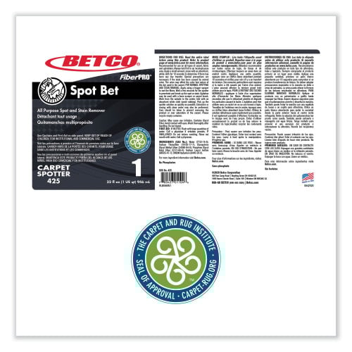 Betco FiberPro Spot Bet Stain Remover, Country Fresh Scent, 32 oz Bottle, 12/Carton (4251200)