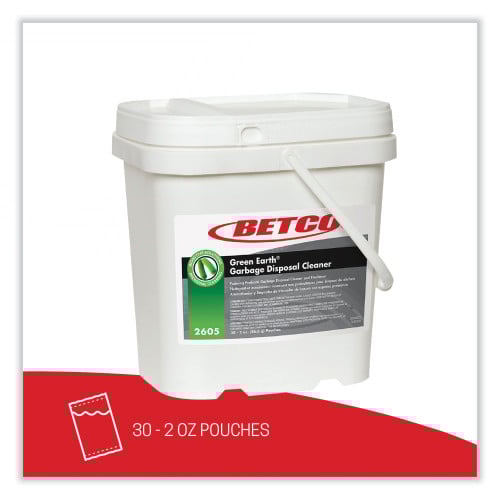 Betco Green Earth Garbage Disposal Cleaner, Fruity Scent, 2 oz Packet, 30/Carton (2605P5700)