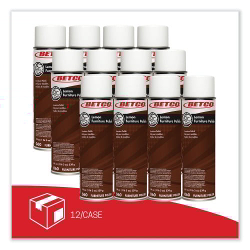 Betco Lemon Furniture Polish, Lemon Scent, 19 oz Aerosol Can, 12/Carton (602300)