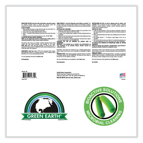 Betco BioActive Solutions No-Rinse Floor Cleaner, Rain Fresh Scent, 1 gal Bottle, 4/Carton (2580400)