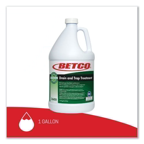 Betco BioActive Solutions Drain and Trap Treatment, Ocean Scent, 1 gal Bottle, 4/Carton (26000400)