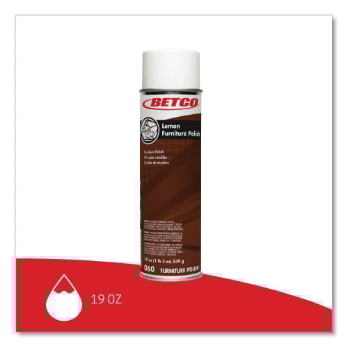Betco Lemon Furniture Polish, Lemon Scent, 19 oz Aerosol Can, 12/Carton (602300)