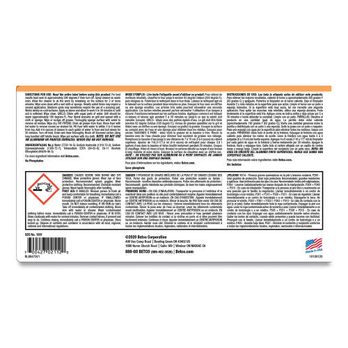 Betco Oven Fryer Grill Cleaner, Characteristic Scent, 1 gal Bottle, 4/Carton (10010400)