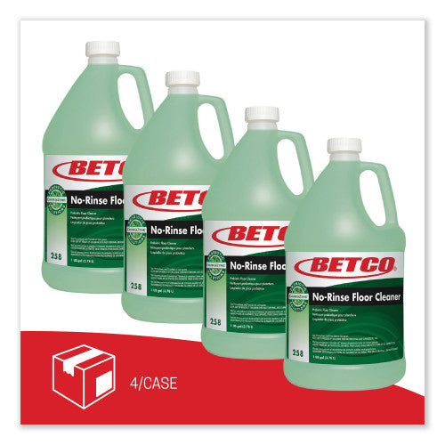 Betco BioActive Solutions No-Rinse Floor Cleaner, Rain Fresh Scent, 1 gal Bottle, 4/Carton (2580400)