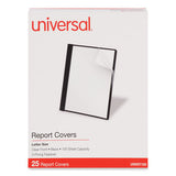 Universal Clear Front Report Cover, Prong Fastener, 0.5" Capacity, 8.5 x 11, Clear/Black, 25/Box (UNV57120)
