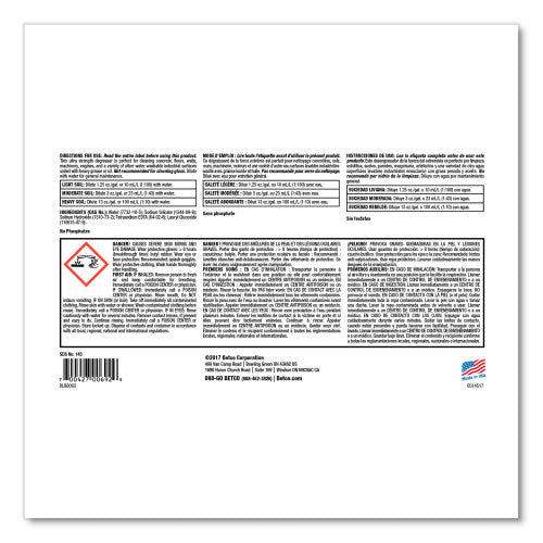 Betco Liquid Chisel Max Non-Butyl Degreaser, Characteristic Scent, 1 gal Bottle, 4/Carton (1450400)